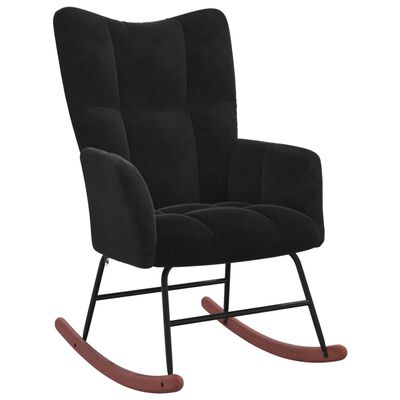 vidaXL Rocking Chair with Ottoman Black Velvet