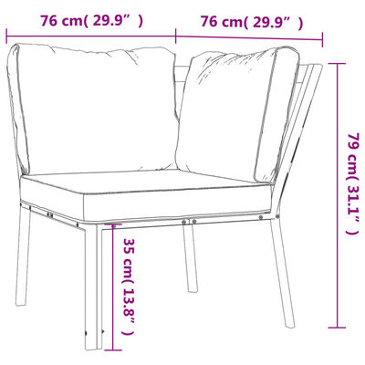 vidaXL 5 Piece Patio Lounge Set with Gray Cushions Steel