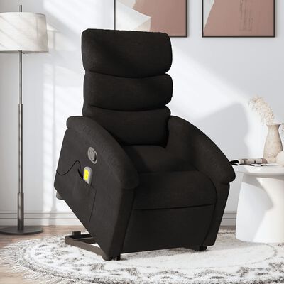 vidaXL Stand up Massage Recliner Chair Black Fabric