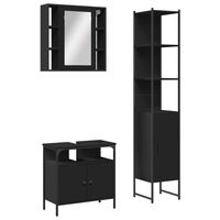 vidaXL 3 Piece Bathroom Cabinet Set Black Engineered Wood