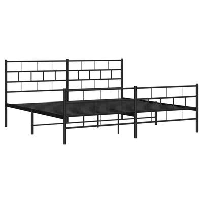 vidaXL Metal Bed Frame without Mattress with Footboard Black 76"x79.9"