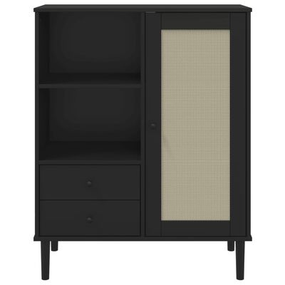 vidaXL Highboard SENJA Rattan Look Black 35.4"x15.7"x44.1" Solid Wood Pine