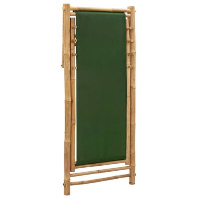 vidaXL Deck Chair Bamboo and Canvas Green