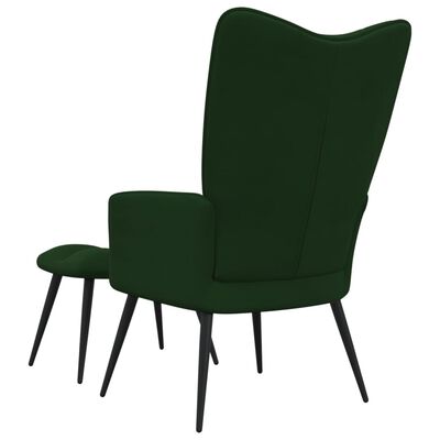 vidaXL Relaxing Chair with a Stool Dark Green Velvet