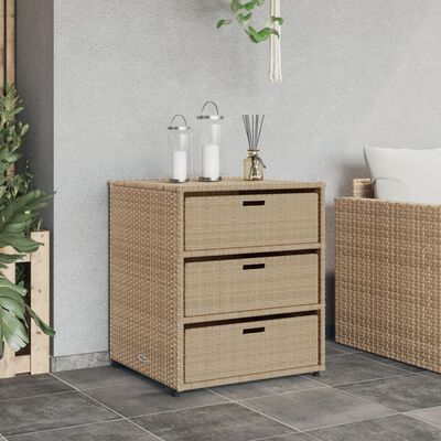 vidaXL Patio Storage Cabinet Beige 21.7"x23.2"x27.2" Poly Rattan