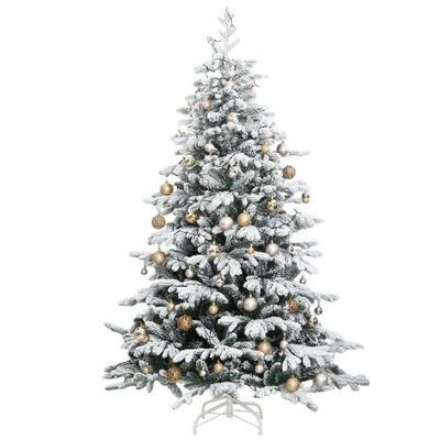 vidaXL Artificial Hinged Christmas Tree 300 LEDs & Ball Set 82.7"