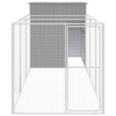 vidaXL Dog House with Run Light Gray 65"x179.1"x71.3" Galvanized Steel