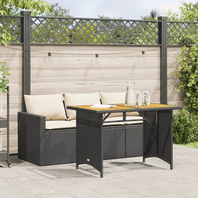 vidaXL 2 Piece Patio Dining Set with Cushions Black Poly Rattan