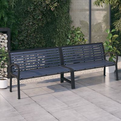 vidaXL Twin Patio Bench 98.8" Steel and WPC Black