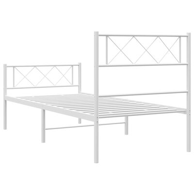 vidaXL Metal Bed Frame without Mattress with Footboard White 39.4"x74.8"