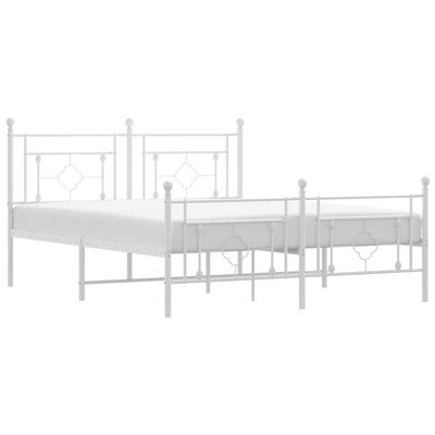 vidaXL Metal Bed Frame without Mattress with Footboard White 59.1"x78.7"