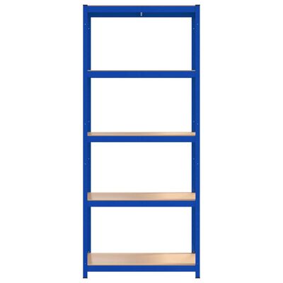 vidaXL 5-Layer Shelves 2 pcs Blue Steel&Engineered Wood