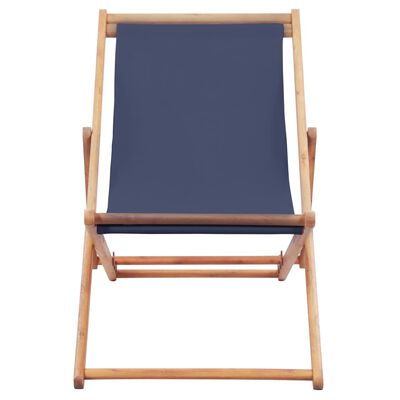 vidaXL Folding Beach Chair Fabric and Wooden Frame Blue