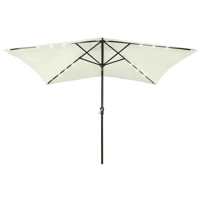 vidaXL Garden Parasol with LEDs and Steel Pole Sand 6.6'x9.8'