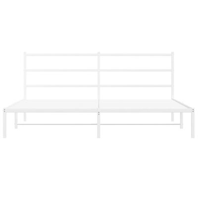 vidaXL Metal Bed Frame without Mattress with Headboard White 76"x79.9"