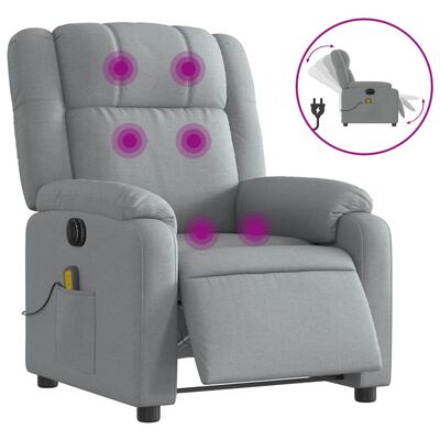 vidaXL Electric Massage Recliner Chair Light Gray Fabric