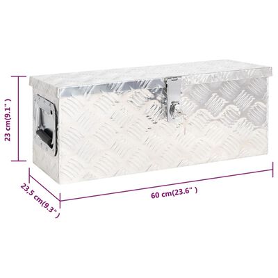 vidaXL Storage Box Silver 23.6"x9.3"x9.1" Aluminum