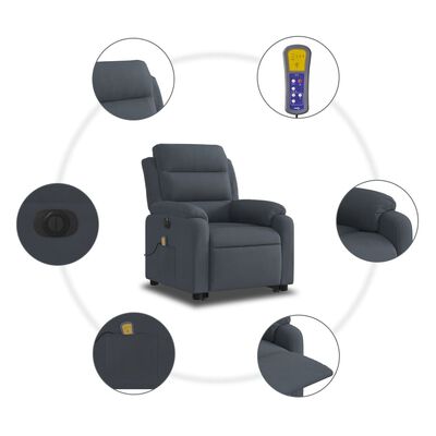 vidaXL Electric Stand up Massage Recliner Chair Dark Gray Velvet