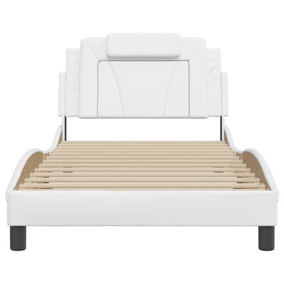 vidaXL Bed Frame without Mattress White 39.4"x74.8" Faux Leather