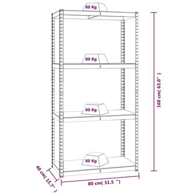 vidaXL 4-Layer Shelves 2 pcs Anthracite Steel&Engineered Wood