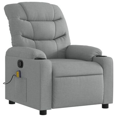 vidaXL Massage Recliner Chair Light Gray Fabric