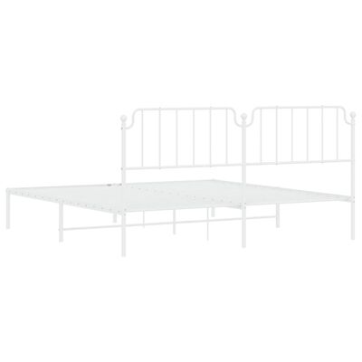 vidaXL Metal Bed Frame without Mattress with Headboard White 76"x79.9"