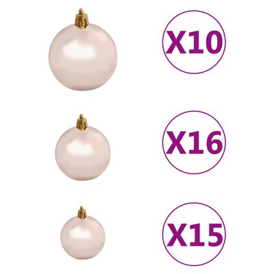 vidaXL Artificial Hinged Christmas Tree 300 LEDs & Ball Set 70.9"