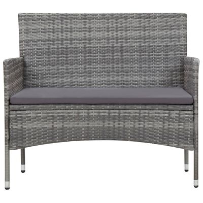 vidaXL 5 Piece Patio Lounge Set With Cushions Poly Rattan Gray