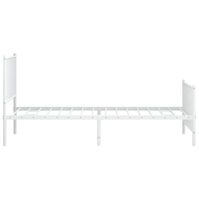 vidaXL Metal Bed Frame without Mattress with Footboard White 39.4"x74.8"