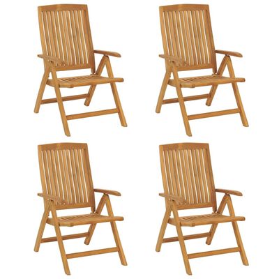 vidaXL Reclining Patio Chairs 4 pcs Solid Wood Teak