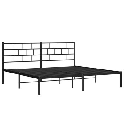 vidaXL Metal Bed Frame without Mattress with Headboard Black 72"x83.9"