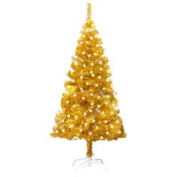 vidaXL Artificial Pre-lit Christmas Tree with Stand Gold 47.2" PET