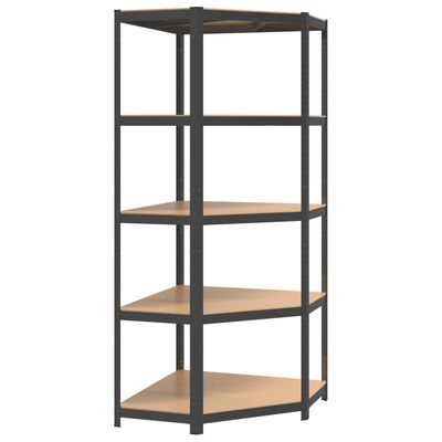 vidaXL 5-Layer Corner Shelf Anthracite Steel&Engineered Wood