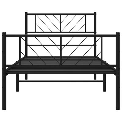 vidaXL Metal Bed Frame without Mattress with Footboard Black 39.4"x78.7"