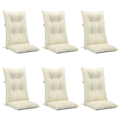 vidaXL Garden Highback Chair Cushions 6 pcs Cream 47.2"x19.7"x2.8" Fabric