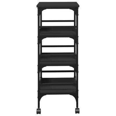 vidaXL Kitchen Trolley Black 17.7"x13.8"x35.2" Engineered Wood