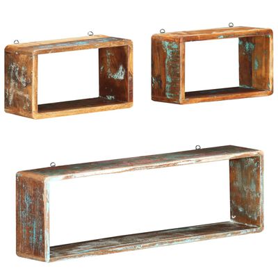 vidaXL 3 Piece Wall Cube Shelf Set Solid Reclaimed Wood