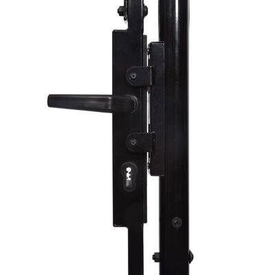 vidaXL Fence Gate Single Door with Spike Top Steel 3.3'x6.6' Black