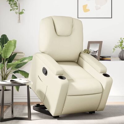 vidaXL Stand up Recliner Chair Cream Faux Leather