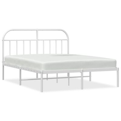 vidaXL Metal Bed Frame without Mattress with Headboard White 72"x83.9"