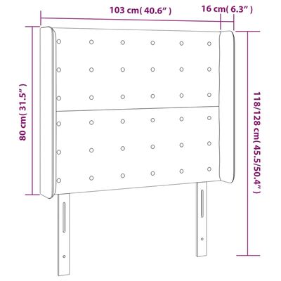 vidaXL LED Headboard Dark Gray 40.6"x6.3"x46.5"/50.4" Fabric