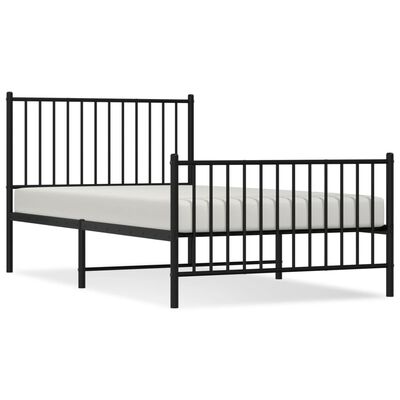 vidaXL Metal Bed Frame without Mattress with Footboard Black 39.4"x74.8"