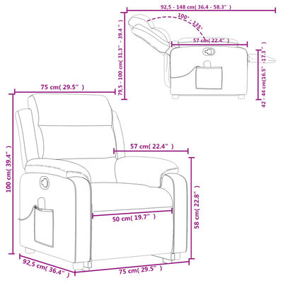 vidaXL Stand up Massage Recliner Chair Black Velvet