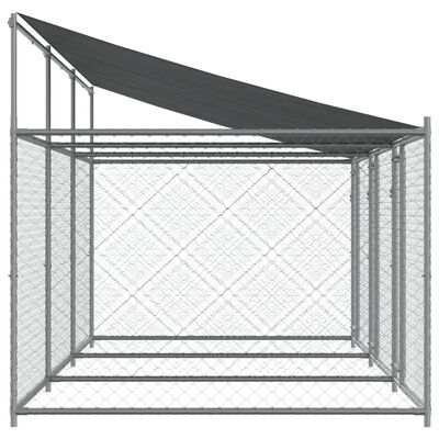 vidaXL Dog Cage with Roof and Doors Gray 19.7'x6.6'x6.6' Galvanized Steel