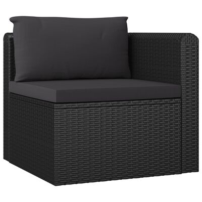 vidaXL 7 Piece Patio Lounge Set with Cushions Poly Rattan Black