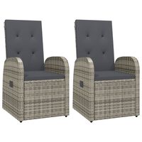 vidaXL Reclining Patio Chairs 2 pcs with Cushions Poly Rattan Gray