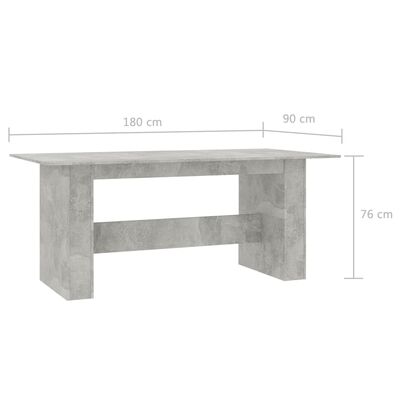 vidaXL Dining Table Concrete Gray 70.9"x35.4"x29.9" Engineered Wood