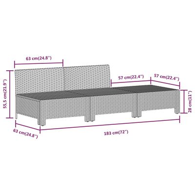 vidaXL 11 Piece Patio Lounge Set with Cushions Gray Poly Rattan