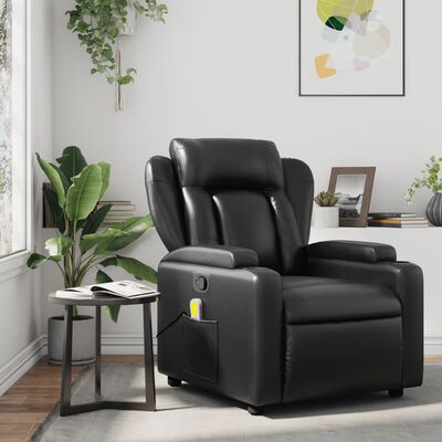 vidaXL Massage Recliner Chair Black Faux Leather