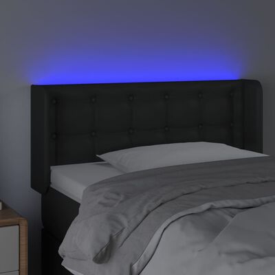 vidaXL LED Headboard Black 40.6"x6.3"x30.7"/34.6" Faux Leather